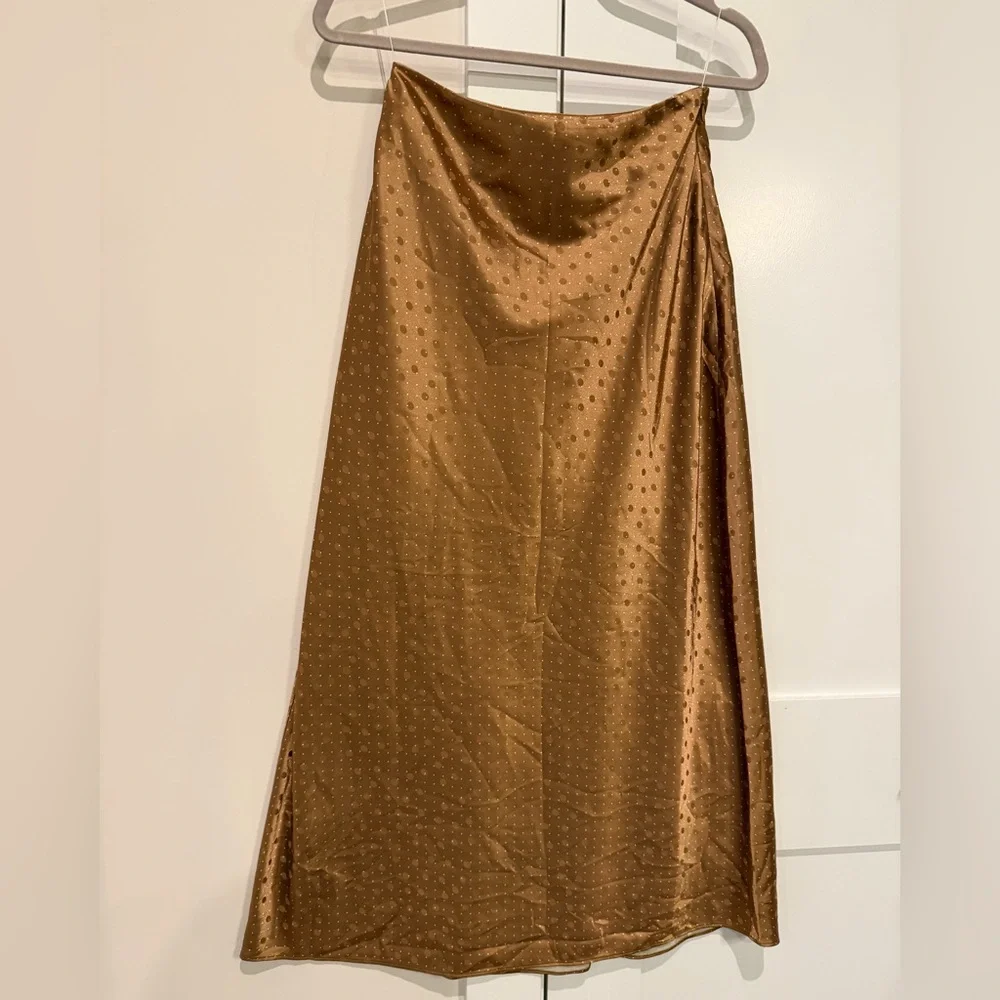 SIGNIFICANT OTHER MIDI Gold Polka Dot Skirt Size US 4